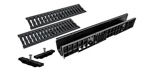 Комплект: Лоток Европартнер 150 мм с пластиковыми решетками черными Ромбы 1 метр 0